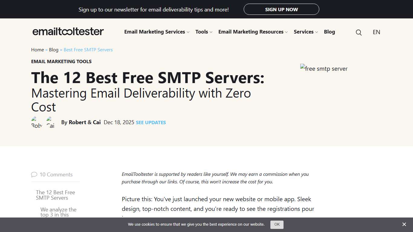 12 Best Free SMTP Servers 2026: Up to 12k emails/month for free